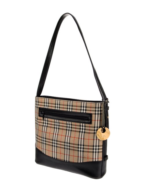 Burberry Plaid Leather Trimmed Shoulder Bag