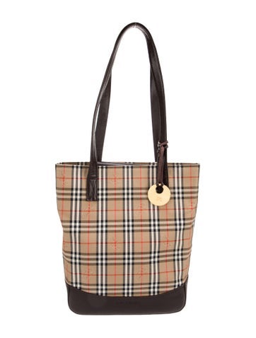 Burberry Shoulder Bags Plaid Leather Trimmed Bag