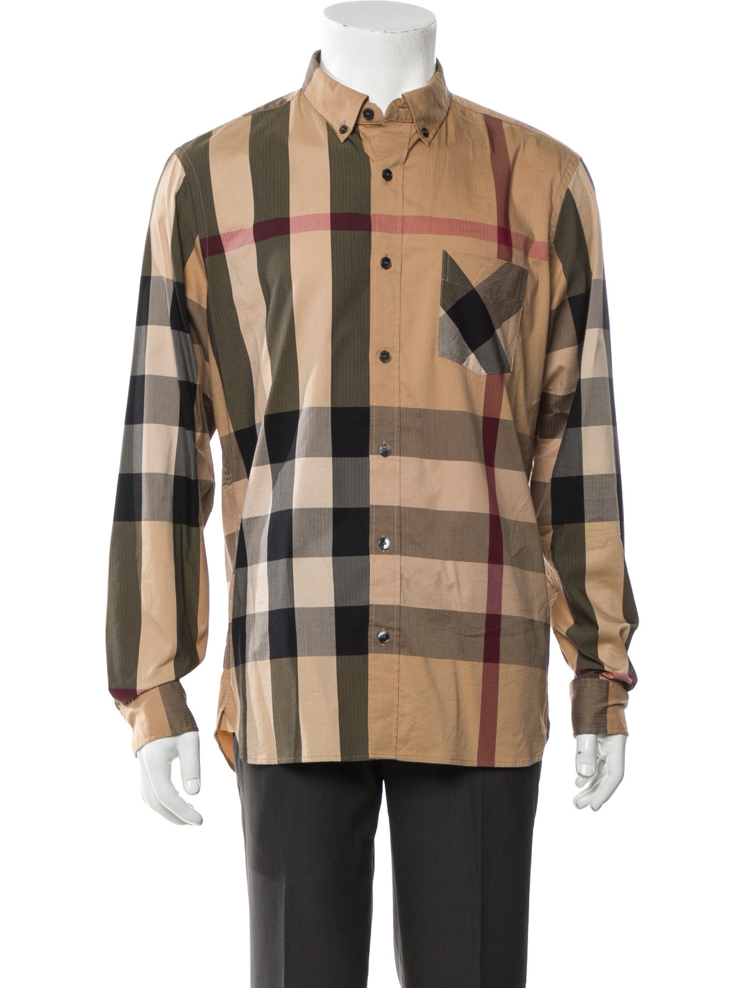 Burberry Super Nova Check Pattern Long Sleeve Dress Shirt Brown