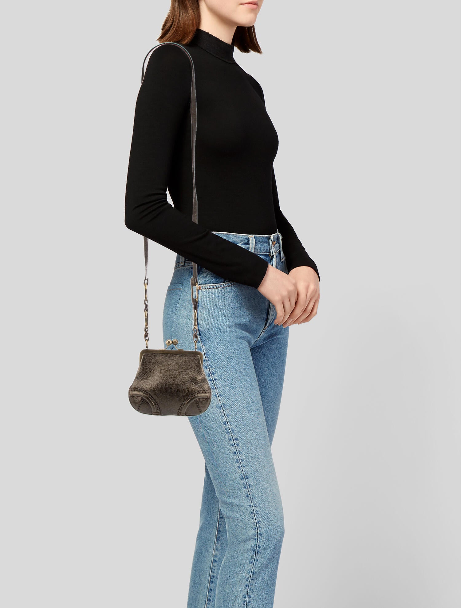 Burberry Leather Kisslock Crossbody - Brown Crossbody Bags