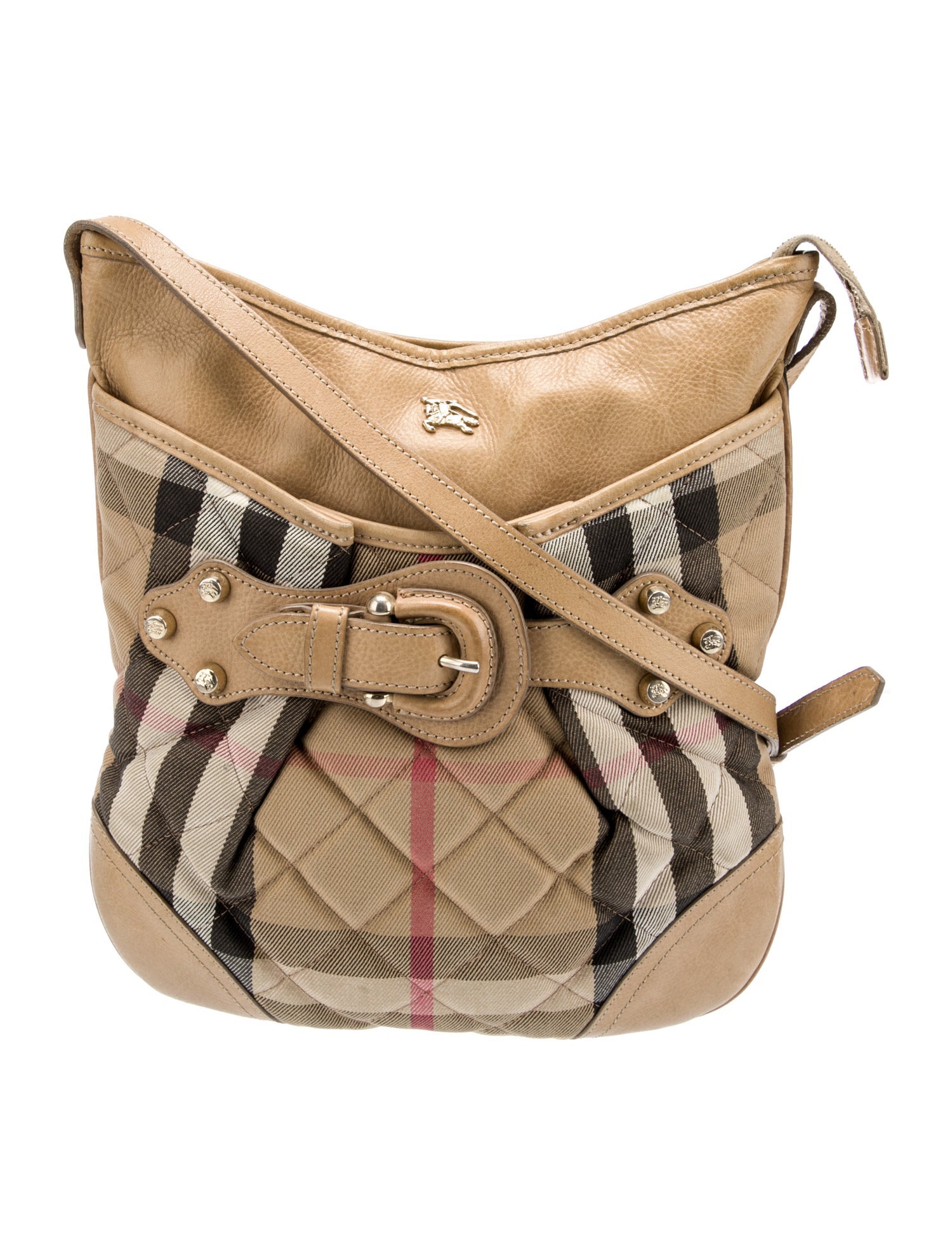 Burberry Check Leather-Trimmed Crossbody Bag - Neutrals Crossbody Bags ...