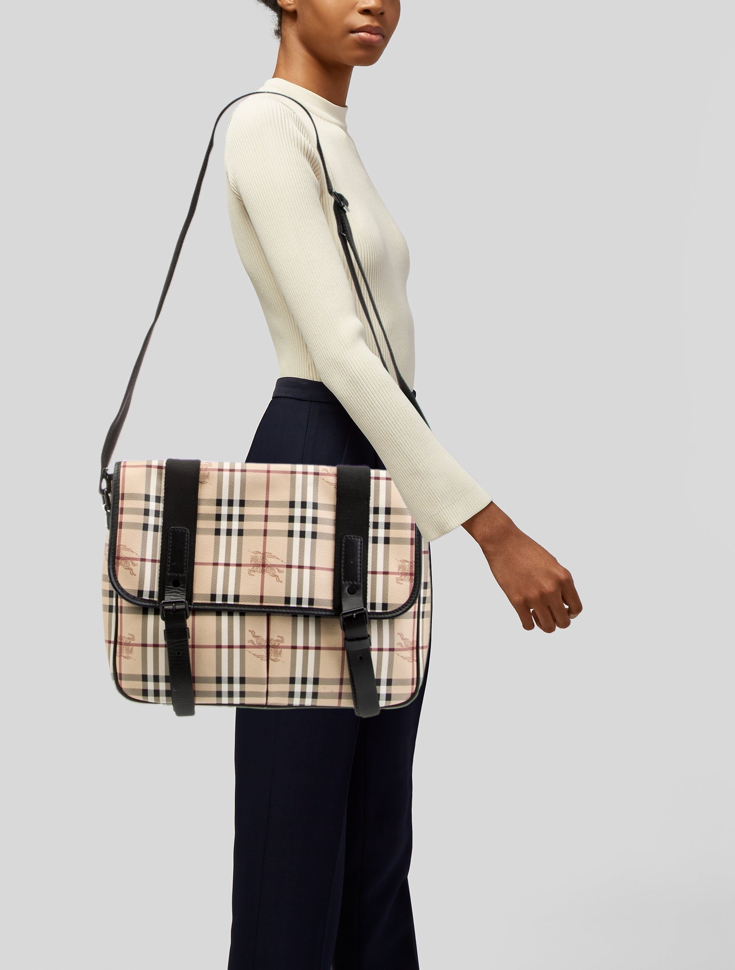 Burberry Haymarket Messenger Bag Neutrals Messenger Bags, Bags