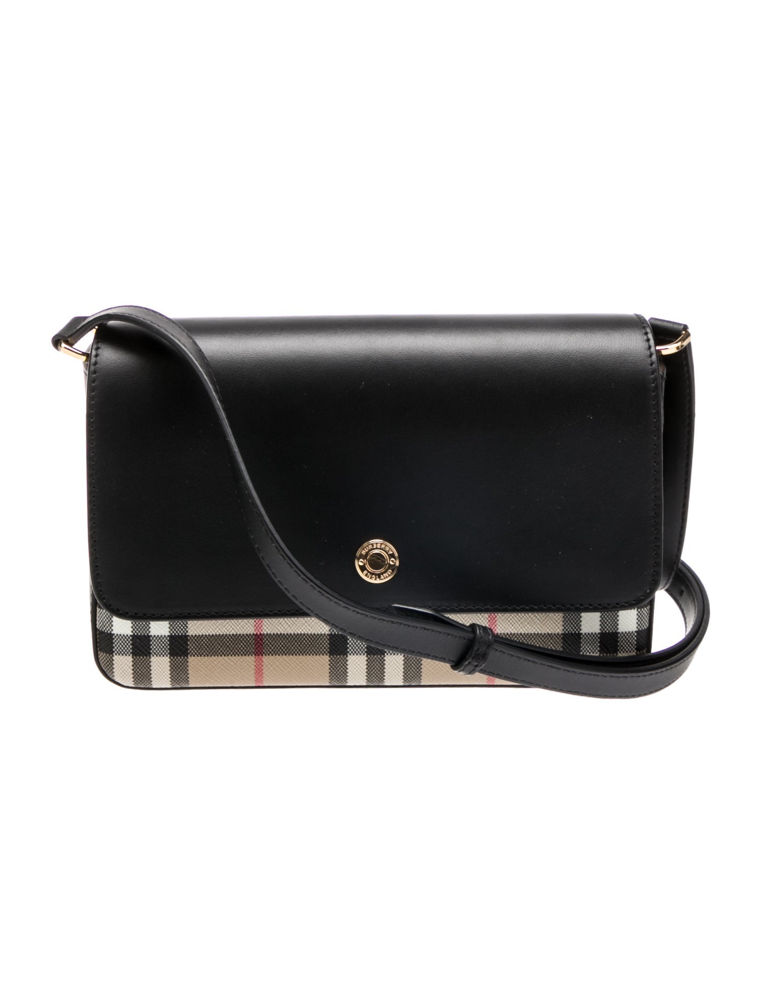 Burberry Hampshire House Check Crossbody Bag Black Crossbody Bags