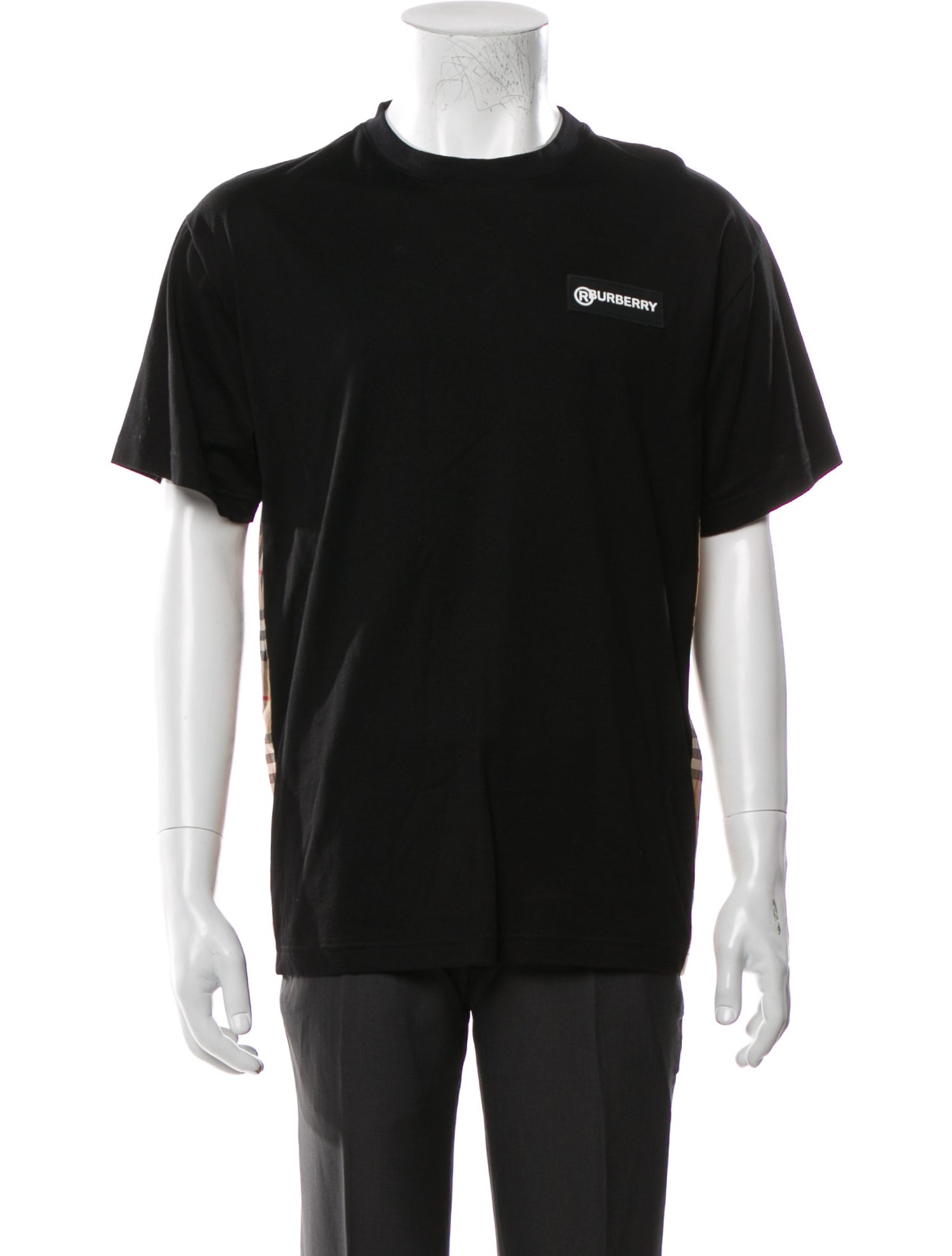 【送料&関税込】Burberry Nova Check Short-sleeved Crewneck T BURBERRY Brit Women's Short Sleeve Nova Check Cuff Crewneck