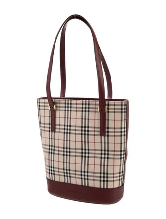 Burberry Canvas Nova Check Pattern Bucket Bag