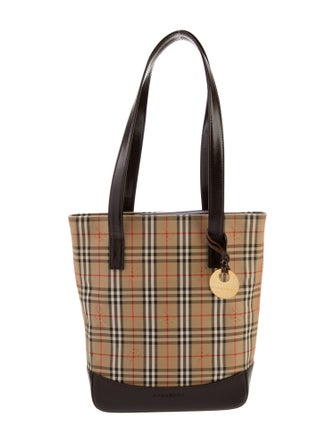 Burberry Canvas Haymarket Check Pattern Tote