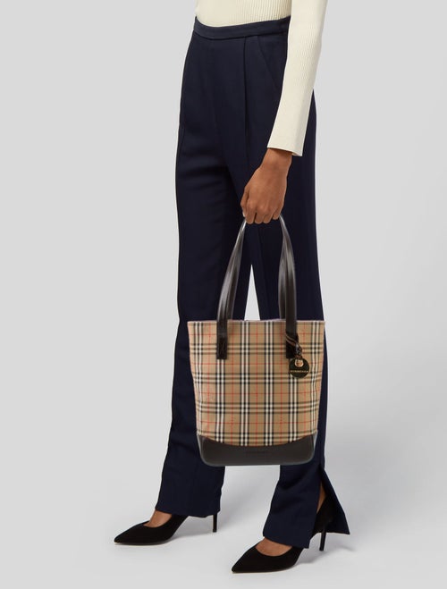Burberry Canvas Haymarket Check Pattern Tote