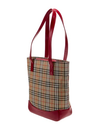 Burberry Leather-Trimmed Haymarket Tote