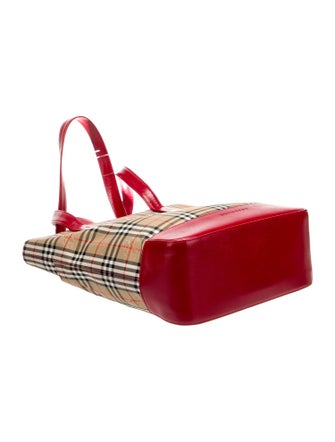 Burberry Leather-Trimmed Haymarket Tote