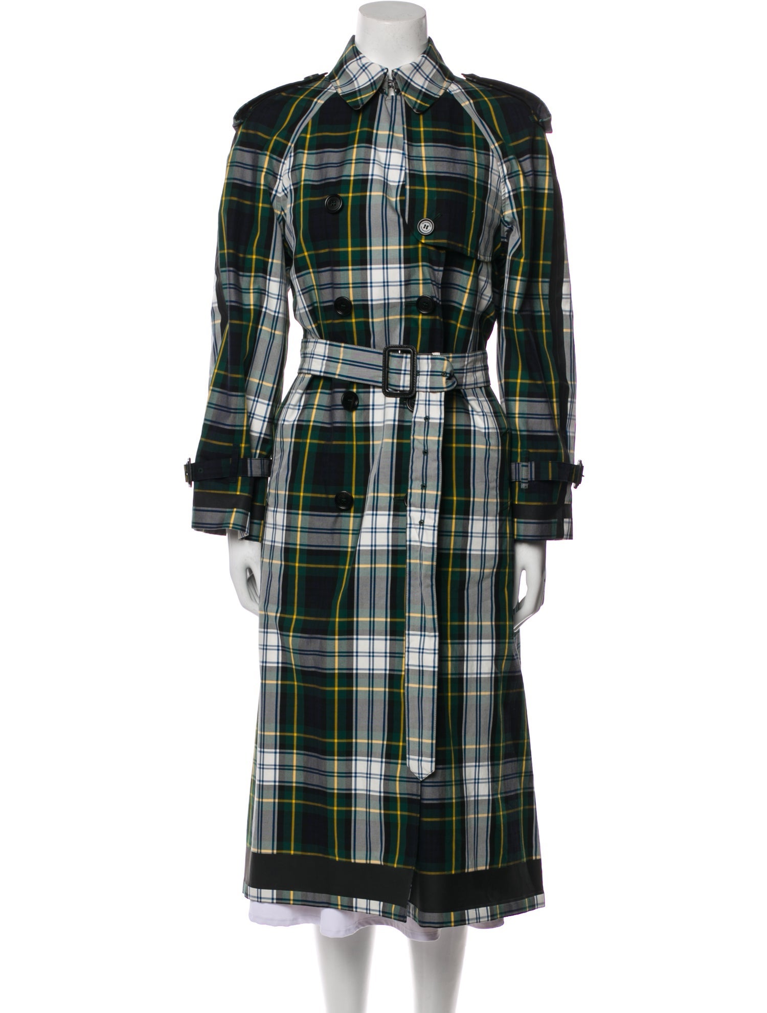 Burberry laminated tartan wool trench coat best sale