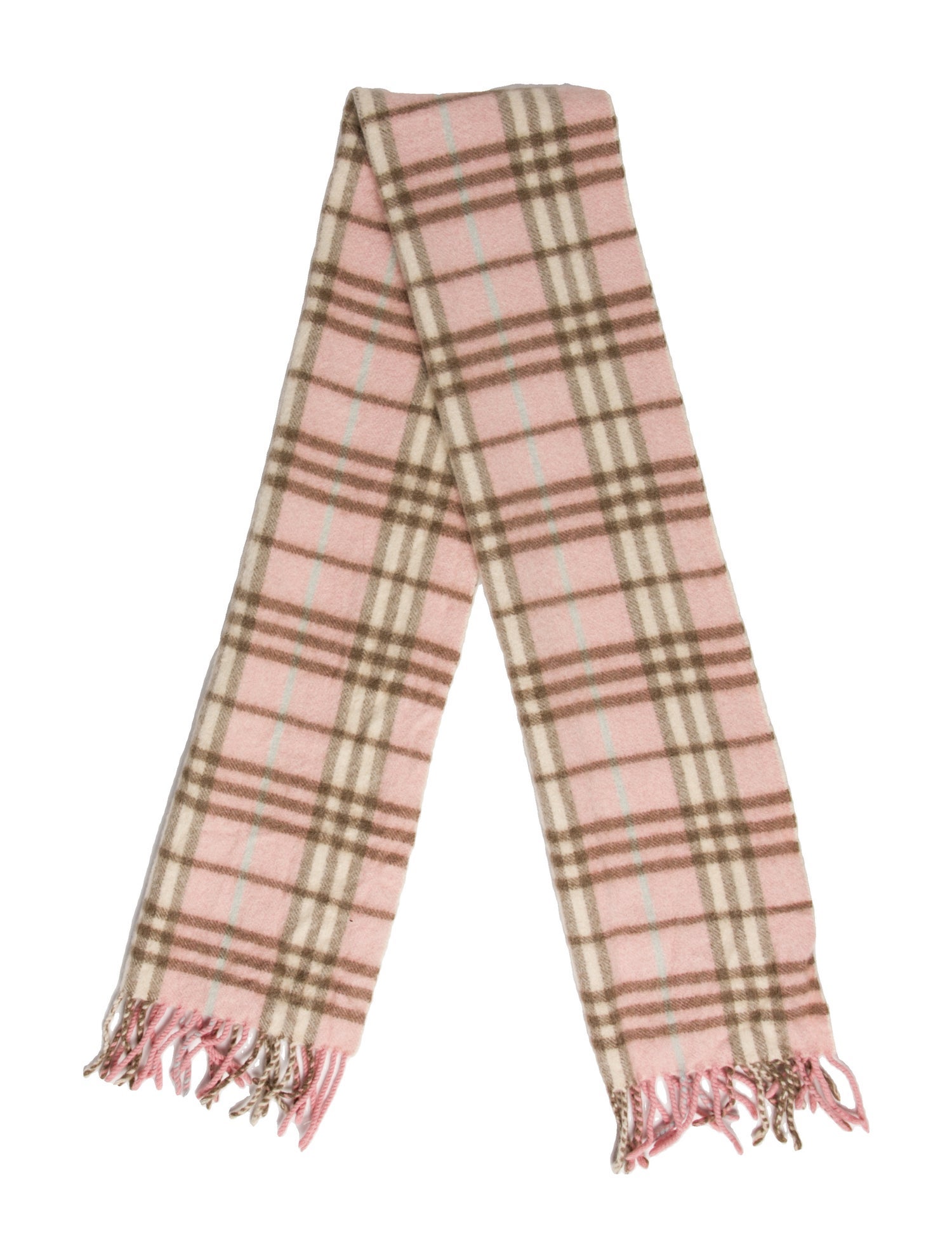 Burberry Cashmere Plaid Print Scarf Pink Scarves and Shawls Accessories BUR430989 The RealReal