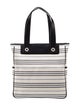 Burberry Leather Trimmed Canvas Vertical Tote Bag