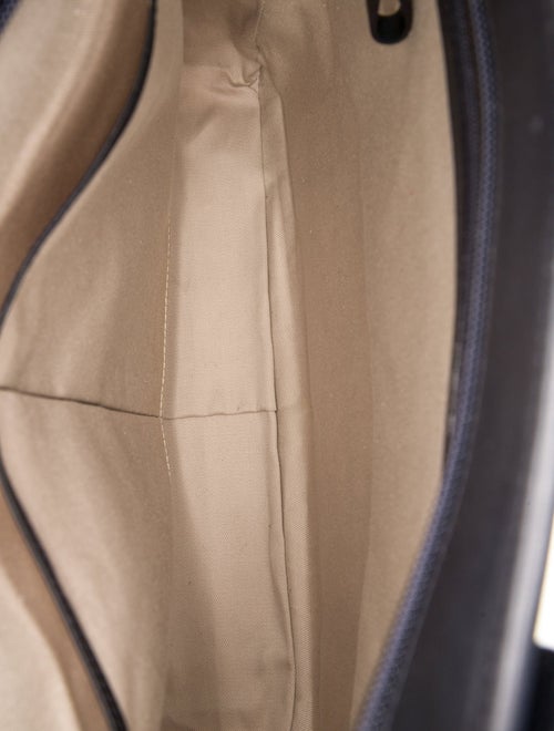 Burberry Leather Trimmed Canvas Vertical Tote Bag