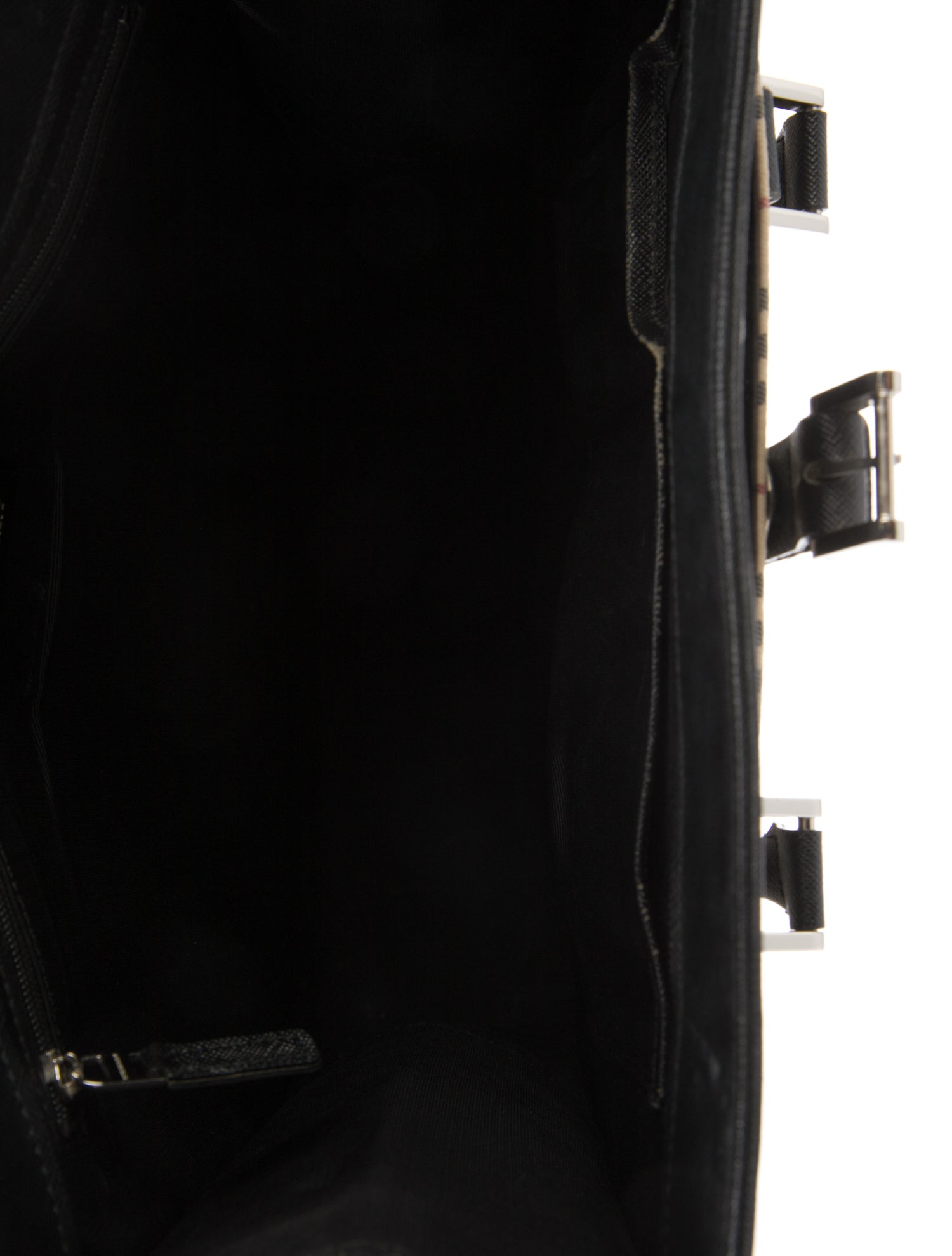 Burberry Leather Trimmed Canvas Vertical Tote Bag