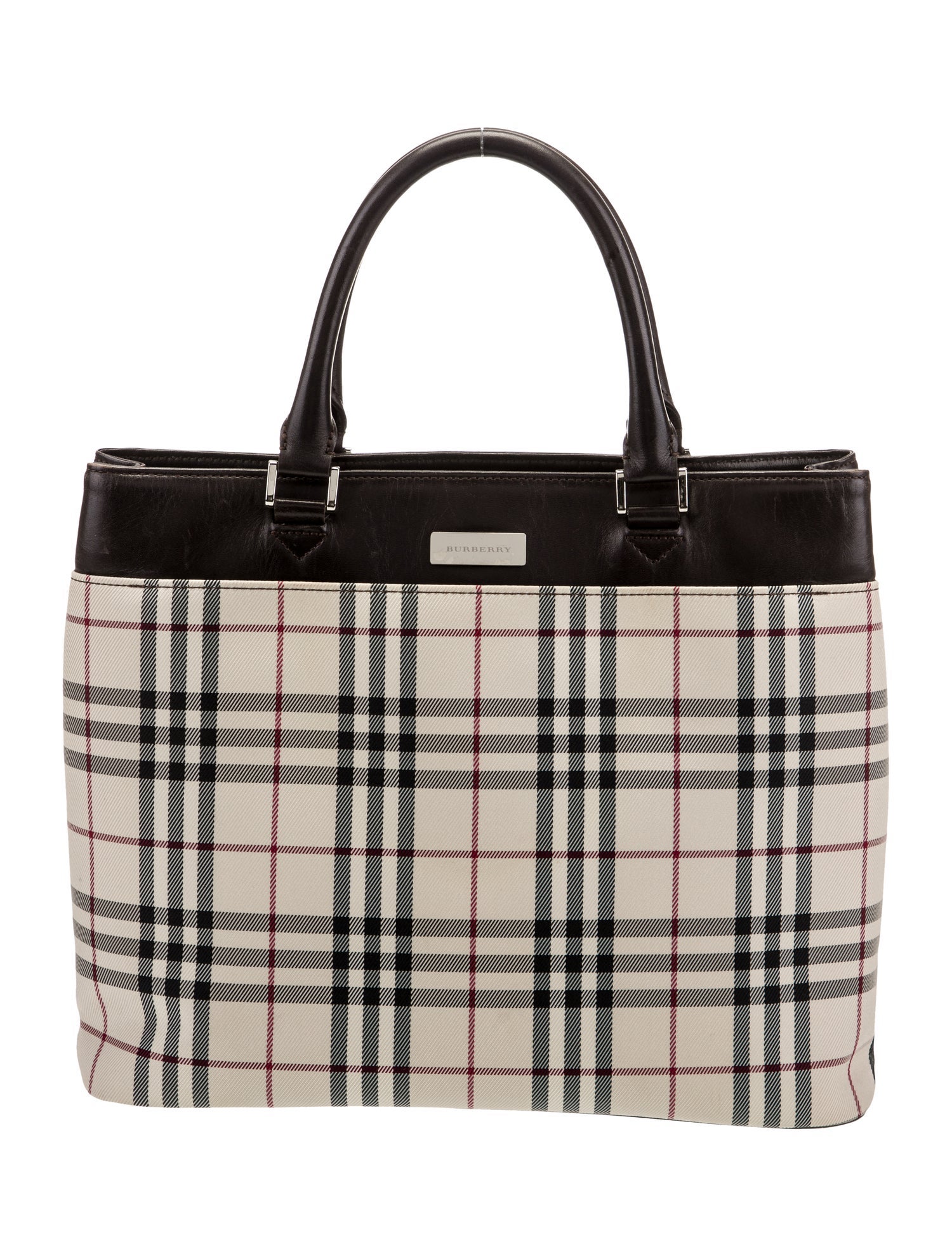 Burberry Plaid Canvas Handle Bag