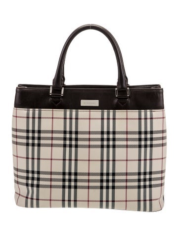 Burberry Handle Bags Plaid Canvas Bag