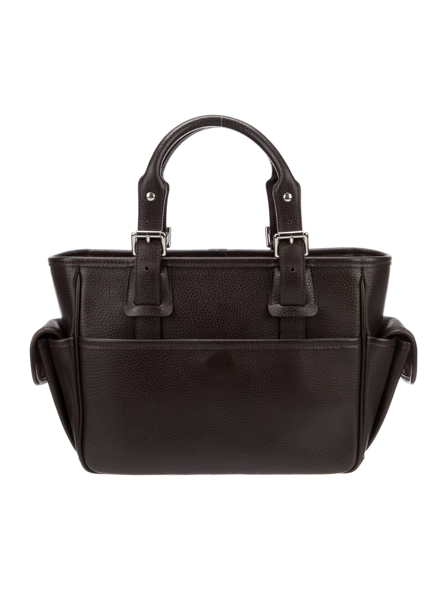 Burberry Solid Leather Handle Bag