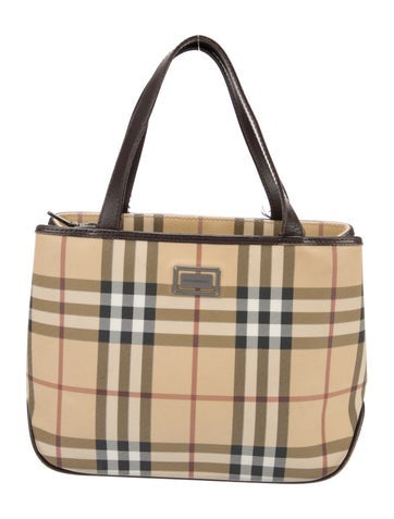 Burberry Handle Bags Plaid Coated Canvas Bag