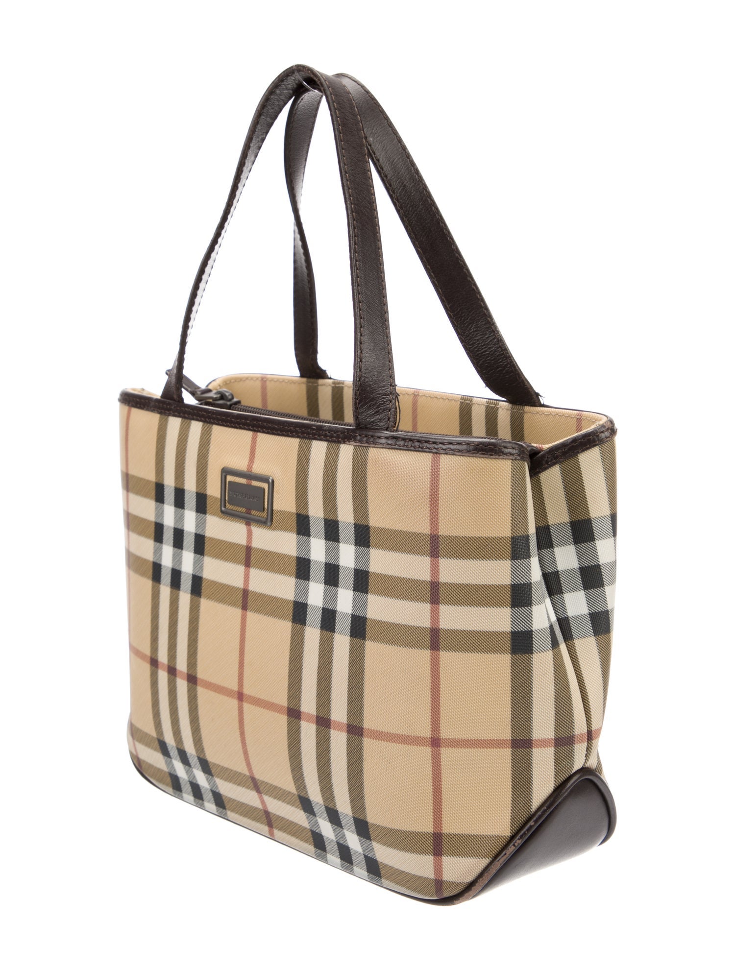 Burberry Plaid Coated Canvas Handle Bag