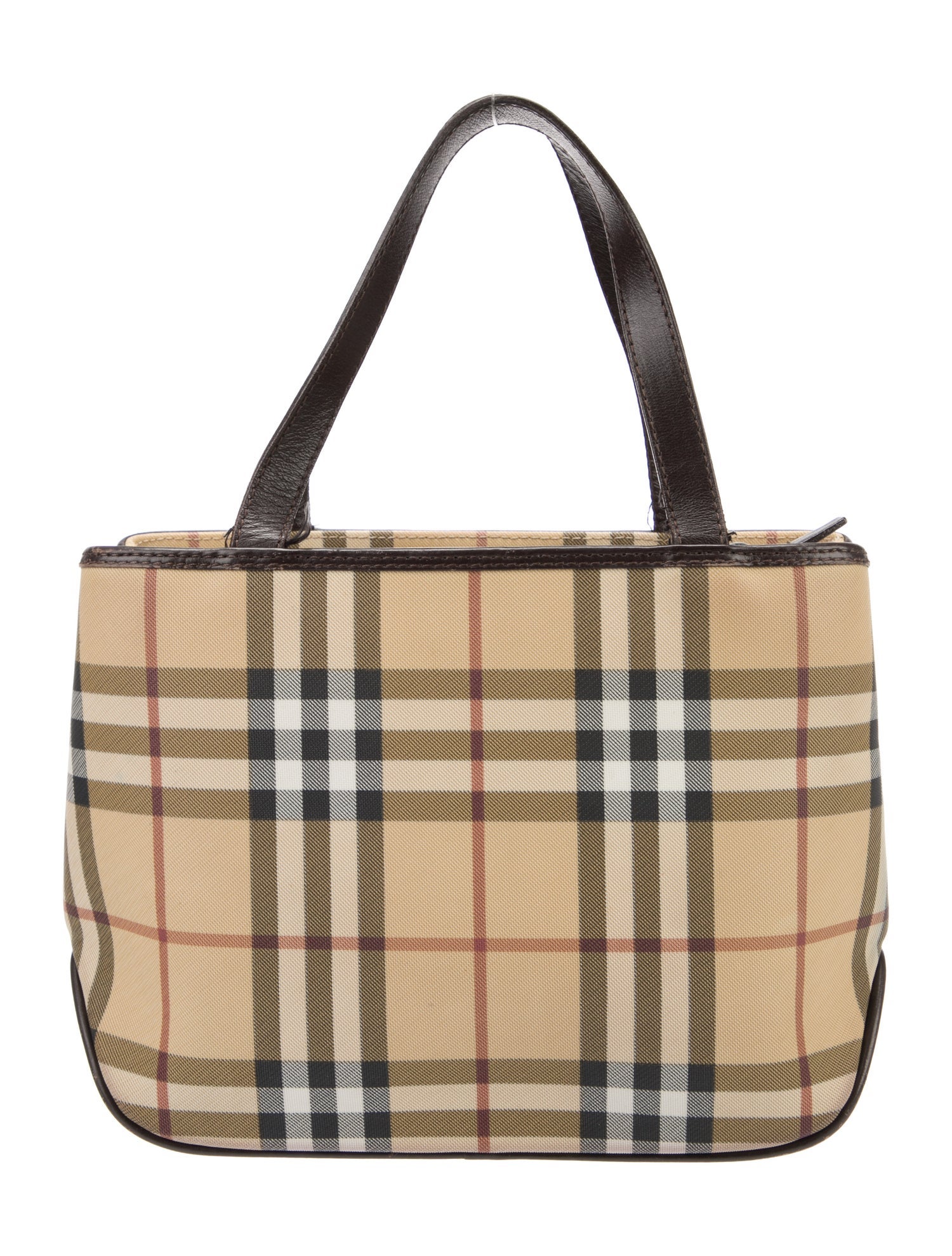 Burberry Plaid Coated Canvas Handle Bag