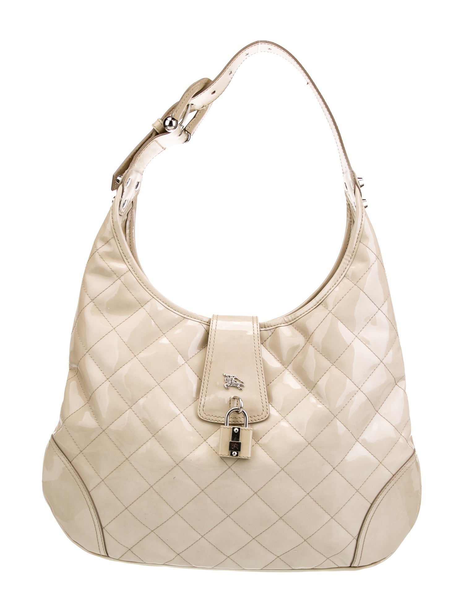 Burberry Quilted Patent Leather Shoulder Bag - Neutrals Shoulder