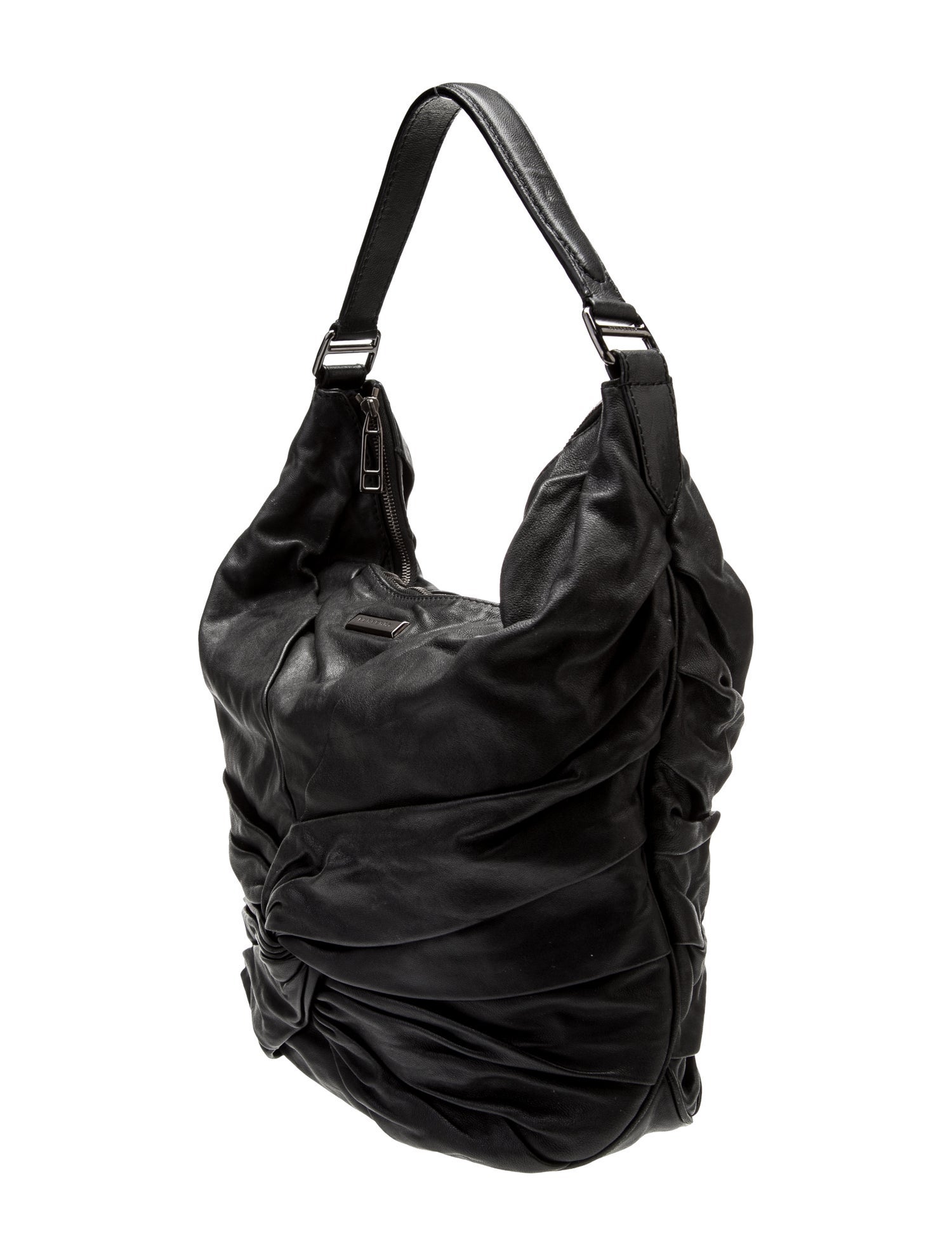 Burberry Leather Ruffle Hobo Bag