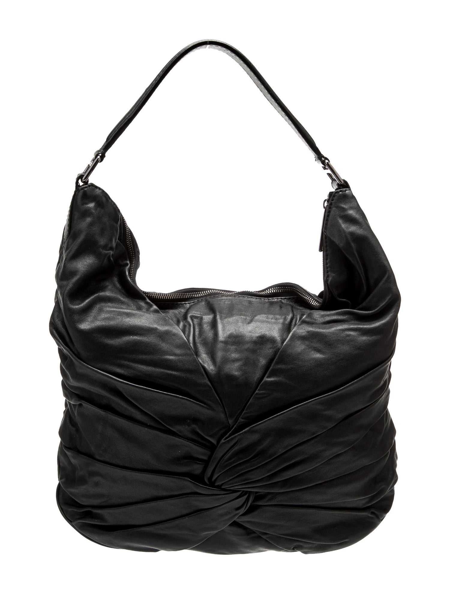 Burberry Leather Ruffle Hobo Bag