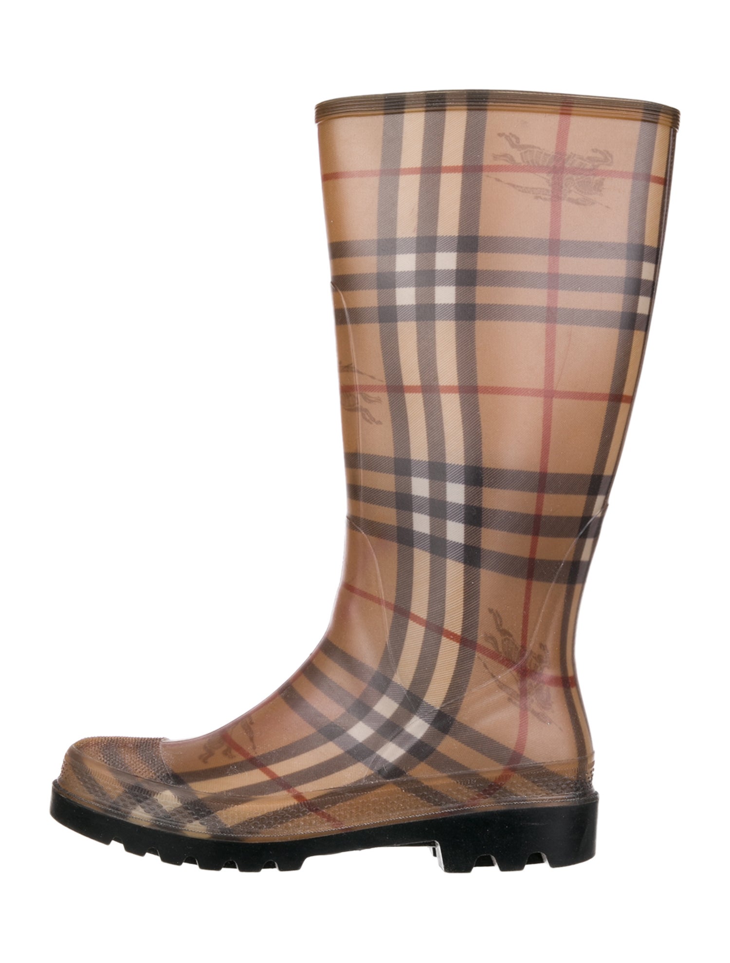 Burberry Rubber Plaid Print Rain Boots