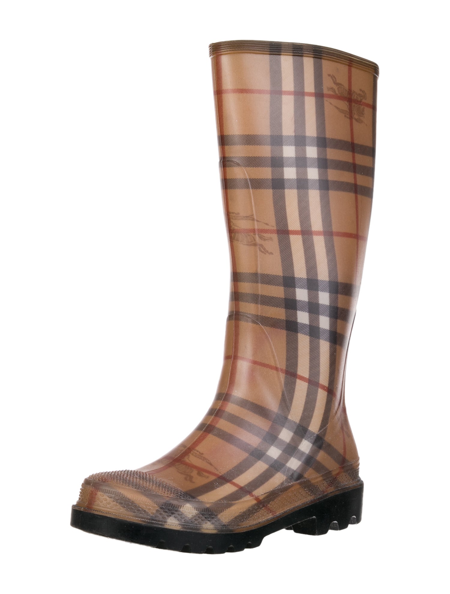 Burberry Rubber Plaid Print Rain Boots