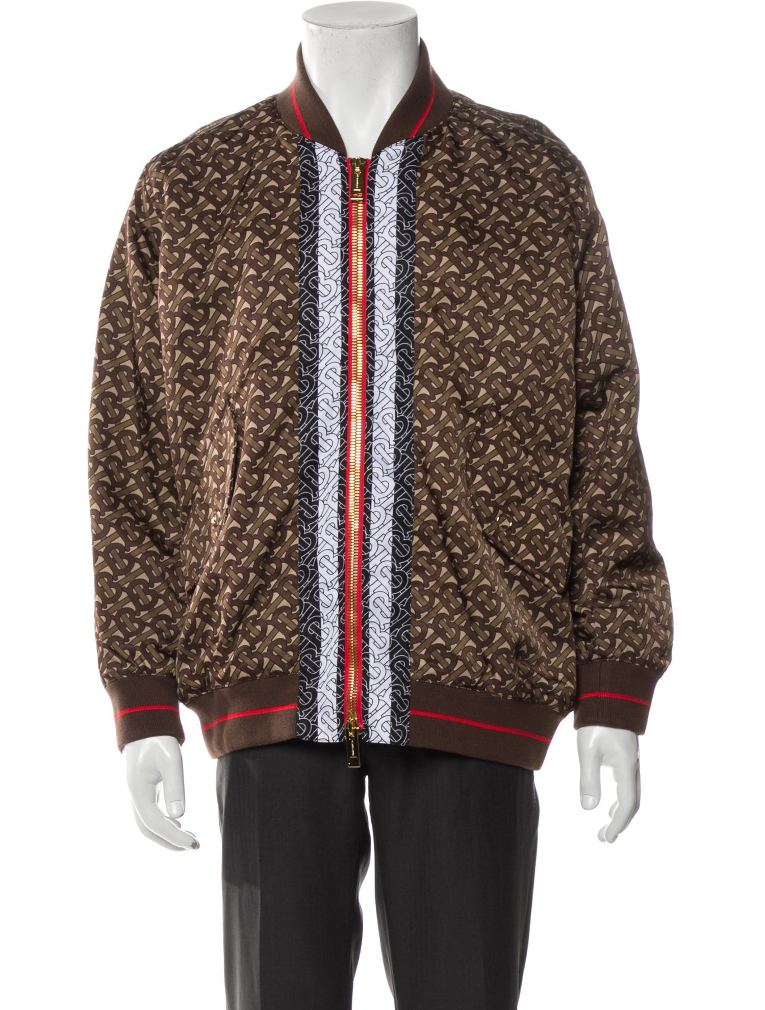 Burberry TB Monogram Graphic Print Bomber Jacket - Brown