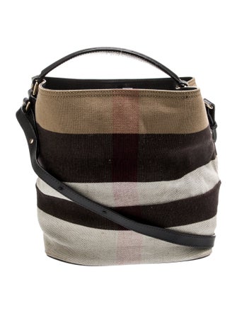 Burberry Plaid Canvas Ashby Bucket Bag