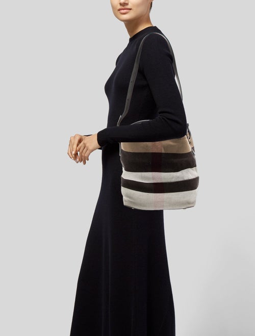 Burberry Plaid Canvas Ashby Bucket Bag