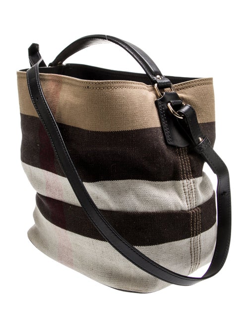 Burberry Plaid Canvas Ashby Bucket Bag