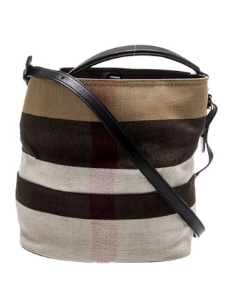 Burberry Plaid Canvas Ashby Bucket Bag