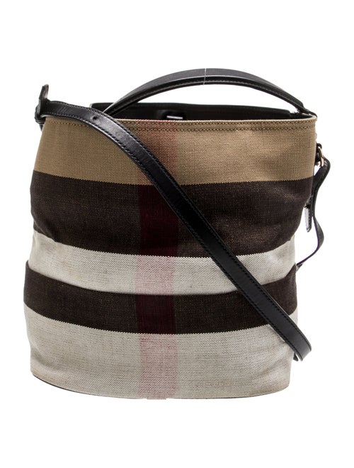 Burberry Plaid Canvas Ashby Bucket Bag