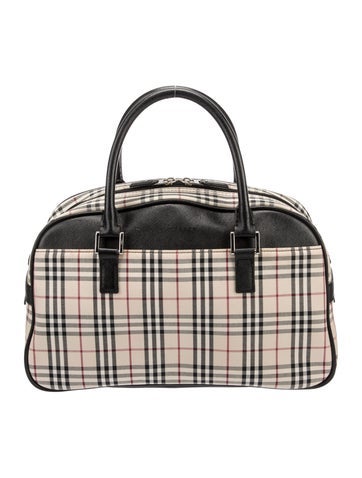 Burberry Handle Bags Plaid Canvas Bag