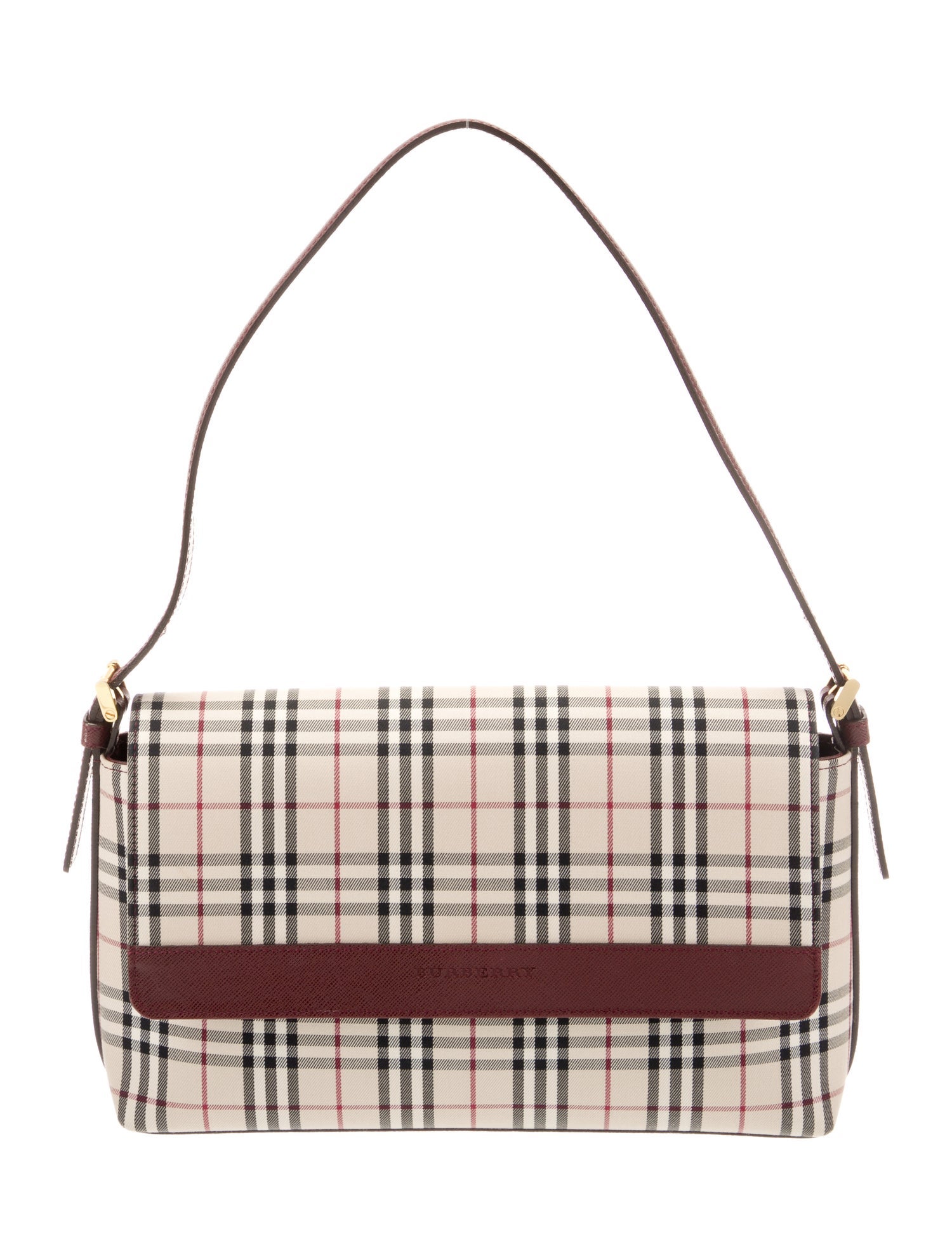 Burberry Plaid Canvas Leather Shoulder  Bag