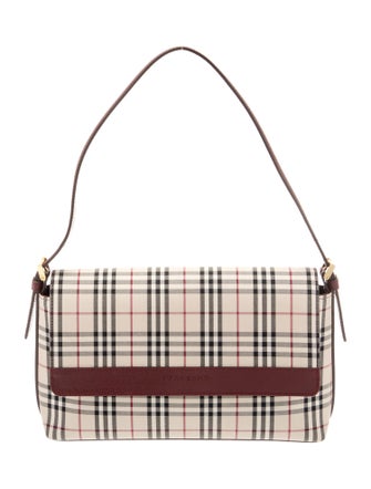 Burberry Plaid Canvas Leather Shoulder  Bag