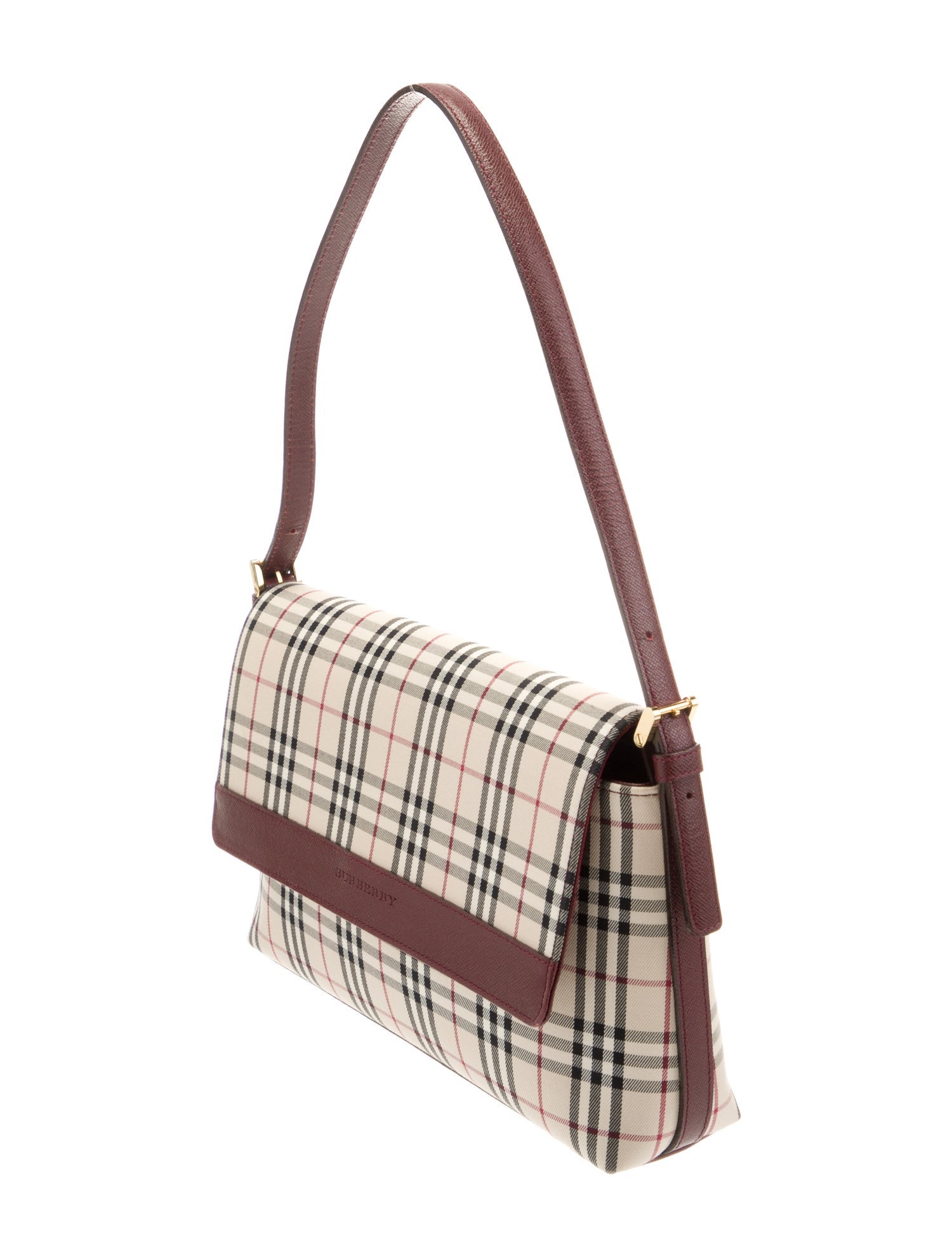 Burberry Plaid Canvas Leather Shoulder  Bag