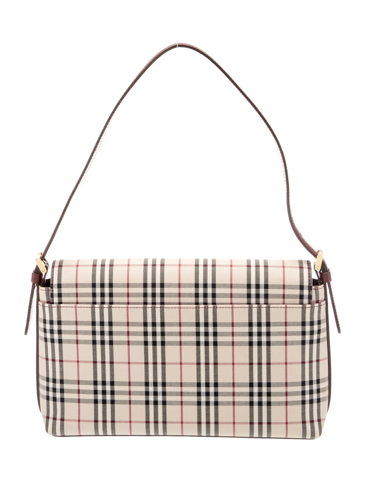 Burberry Plaid Canvas Leather Shoulder  Bag