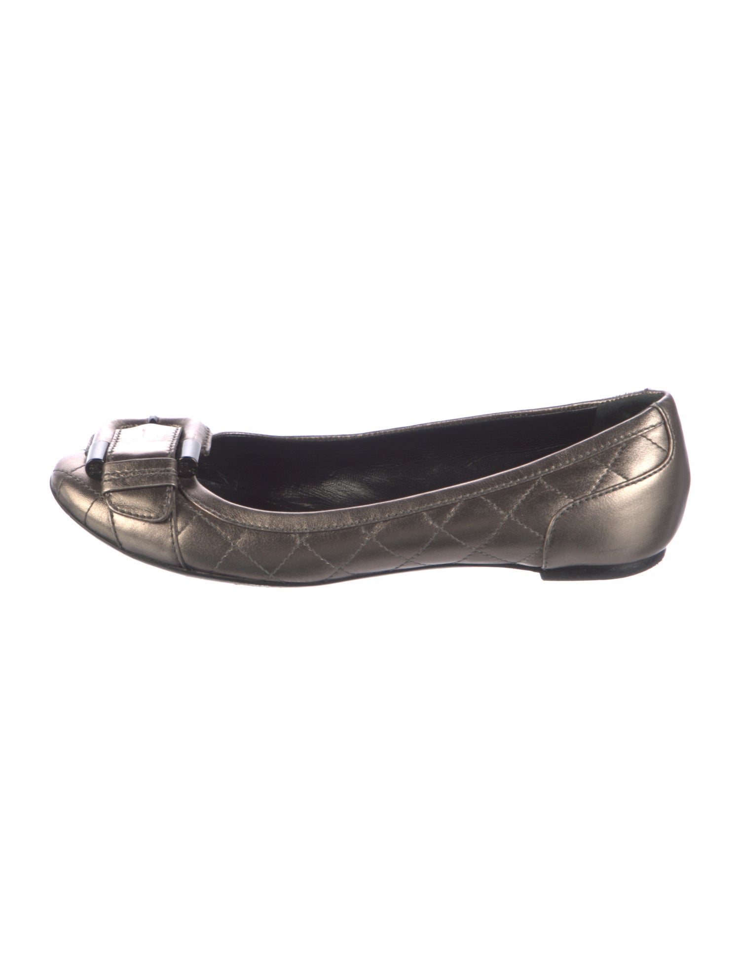Burberry Quilted Pattern Leather Ballet Flats