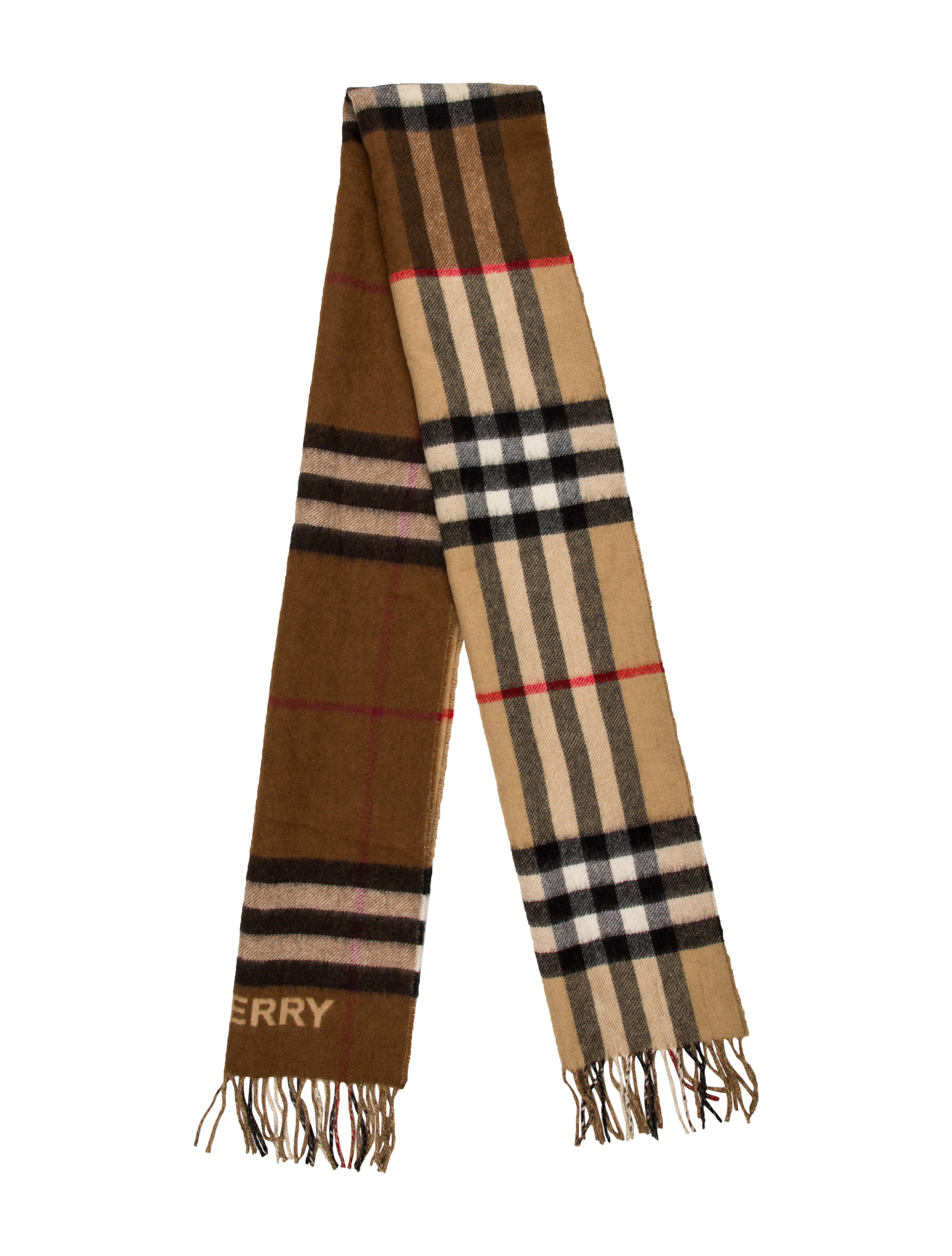Burberry Cashmere Plaid Print Scarf