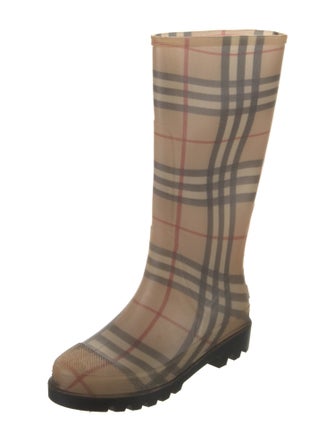 Burberry Rubber Plaid Print Rain Boots