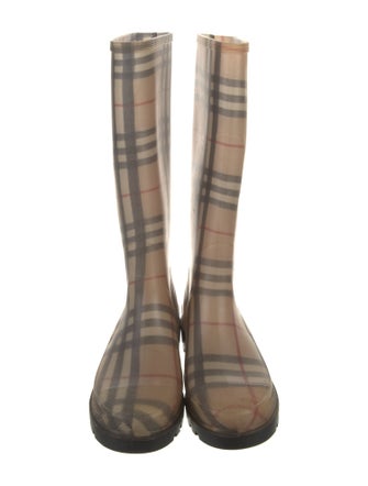 Burberry Rubber Plaid Print Rain Boots