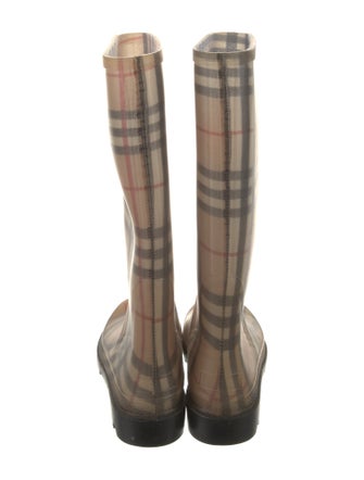 Burberry Rubber Plaid Print Rain Boots