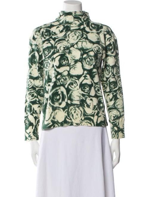 Burberry Floral Print Mock Neck Sweater