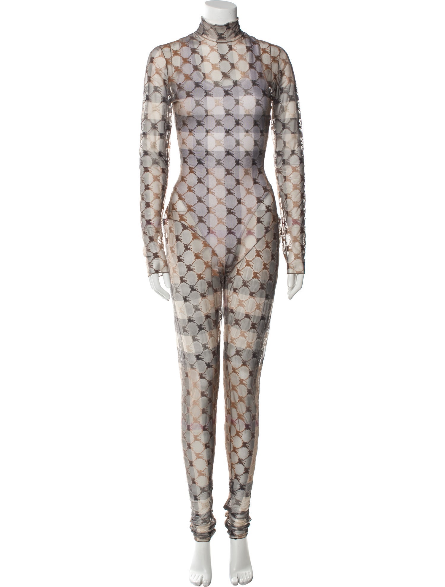 Burberry Printed Mock Neck Jumpsuit