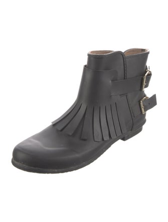 Burberry Rubber Fringe Trim Accent Rain Boots