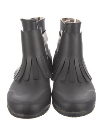 Burberry Rubber Fringe Trim Accent Rain Boots