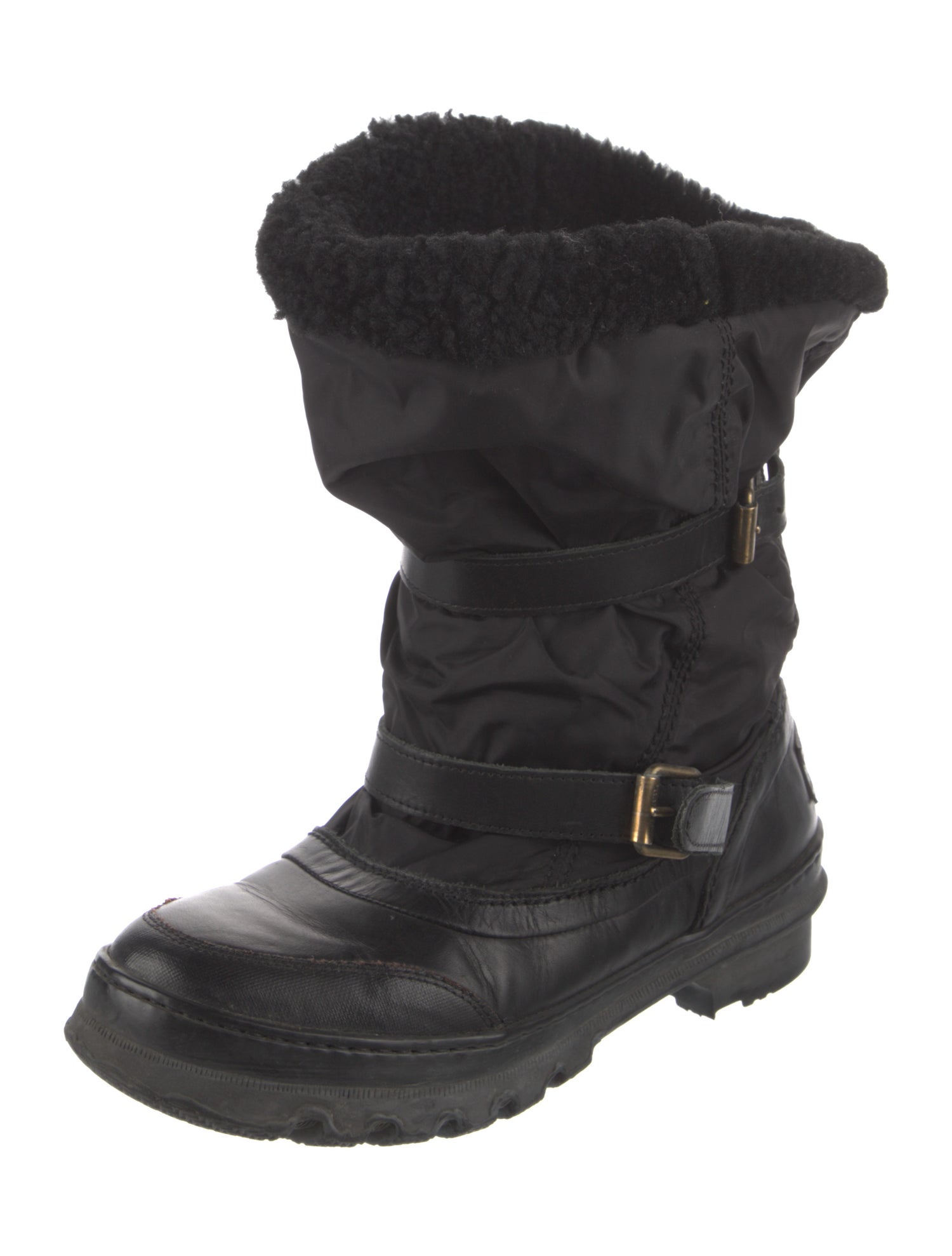 Burberry Sport Nylon Fur Trim Boots